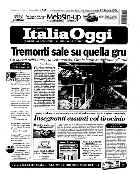 Italia oggi : quotidiano di economia finanza e politica